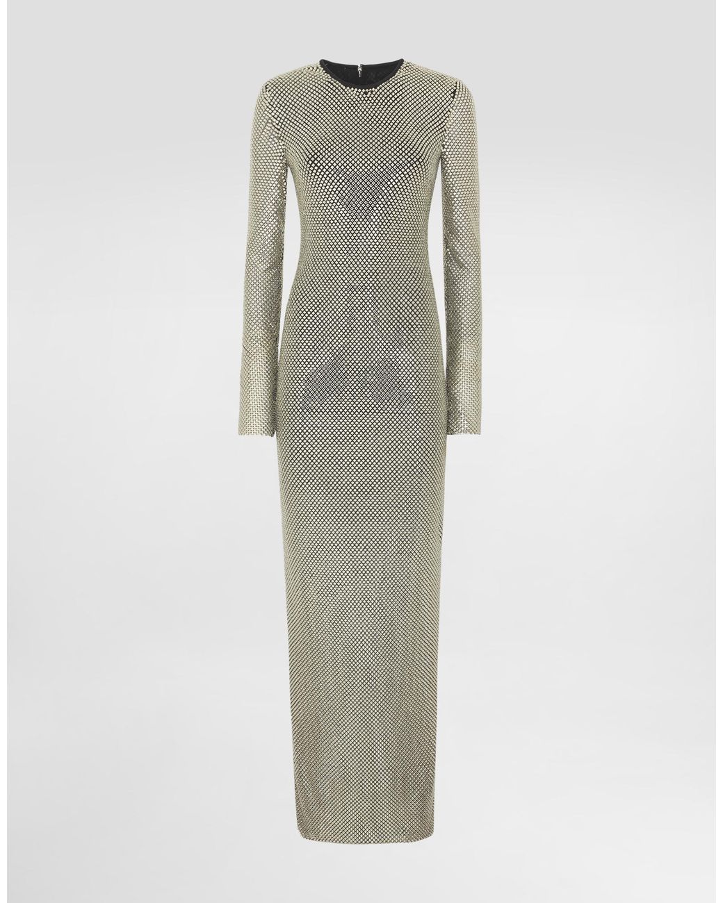 Dolce & Gabbana Metallic Long Crystal Mesh Dress
