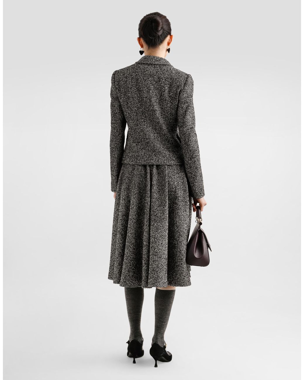 Dolce & Gabbana Gray Sleeveless Dress With Chevron Print
