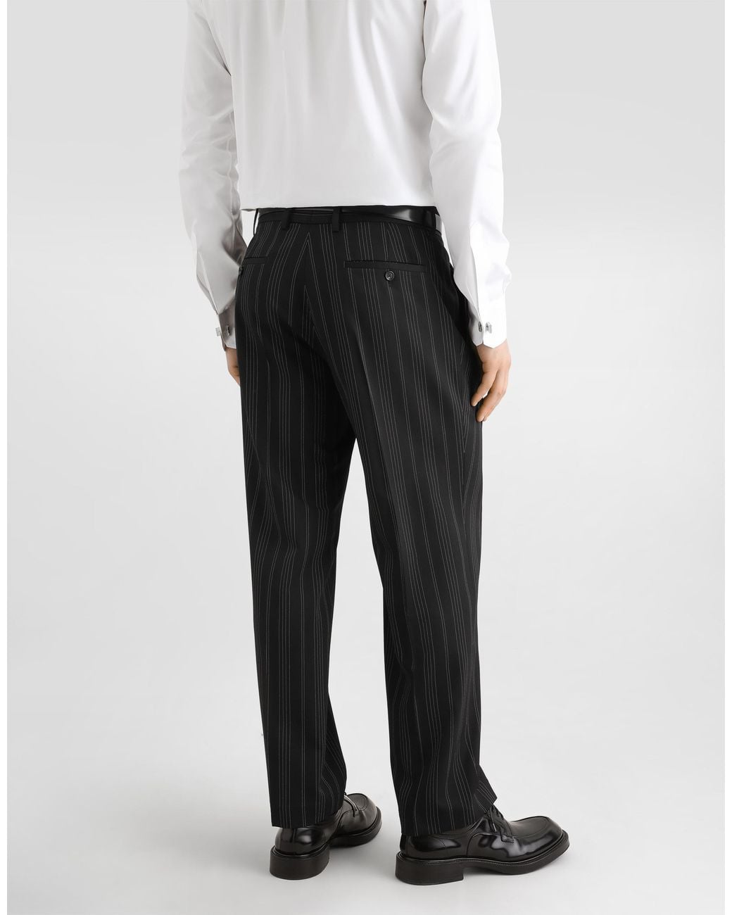 Dolce & Gabbana Black Pinstripe Wool Trousers for men