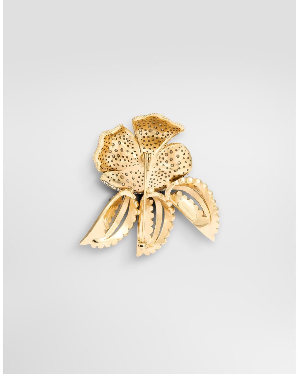 Dolce & Gabbana White Flower Brooch With Rhinestones