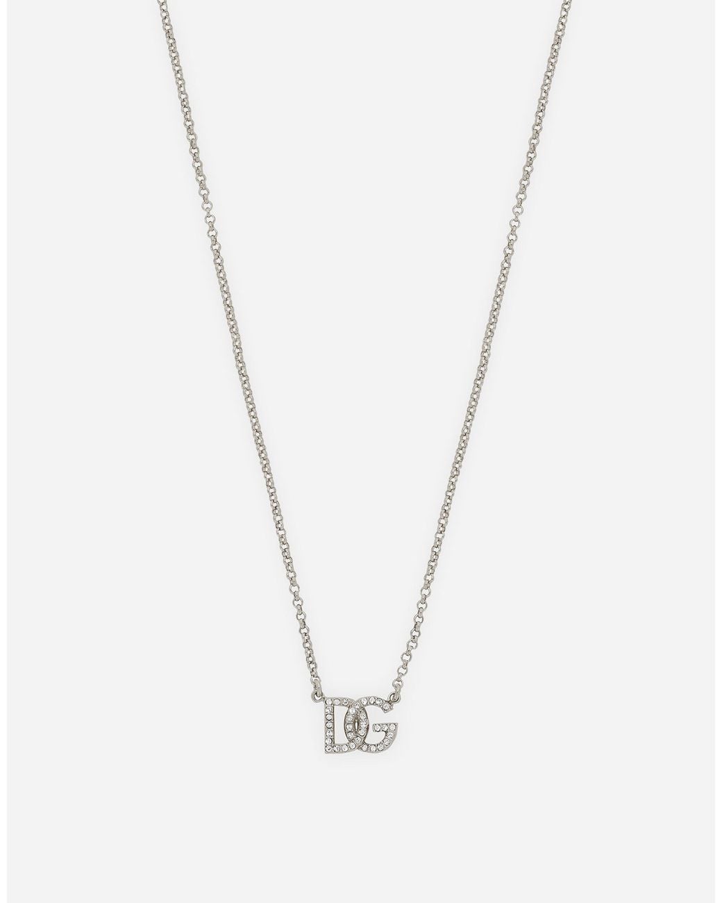Dolce & Gabbana White Fine Link Necklace With Dg Logo