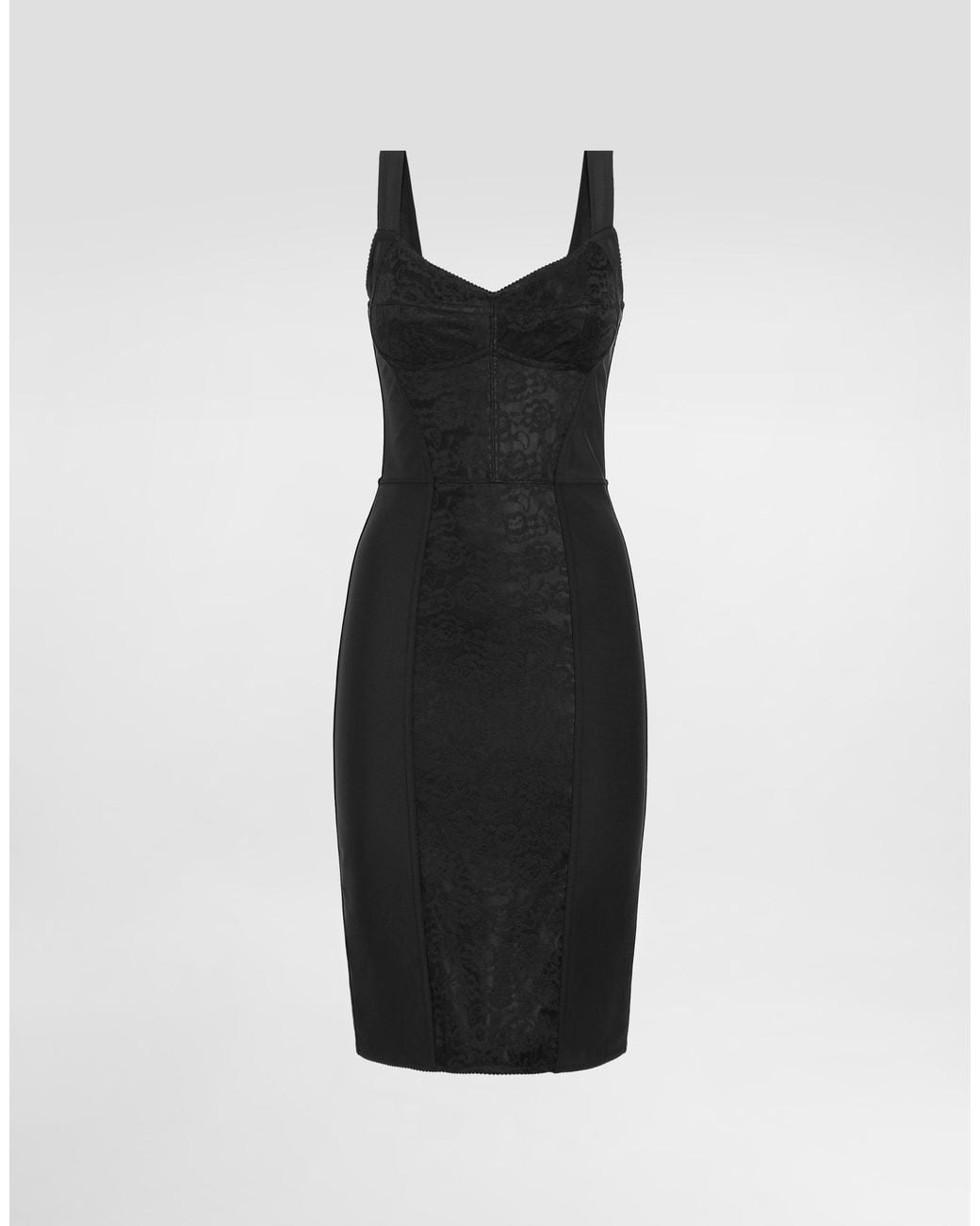 Dolce & Gabbana Black Corset-Style Midi Dress