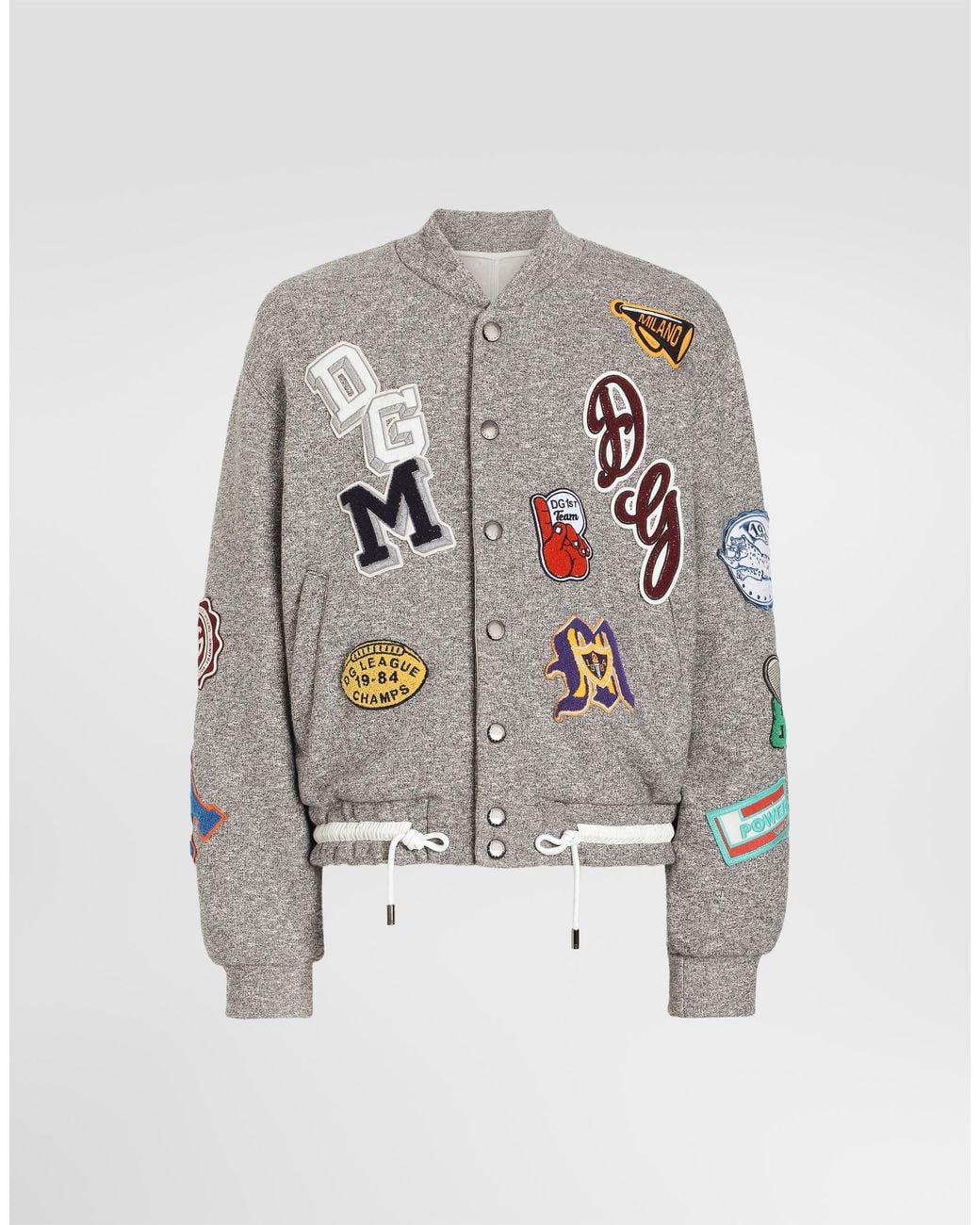 Dolce & Gabbana White Fleece Bomber Jacket for men