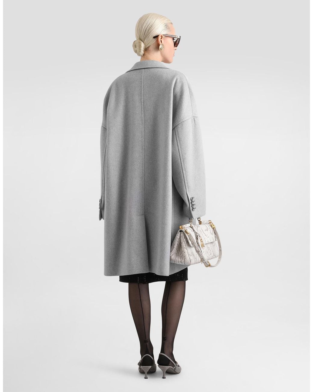 Dolce & Gabbana Gray Double-Breasted Cashmere Coat