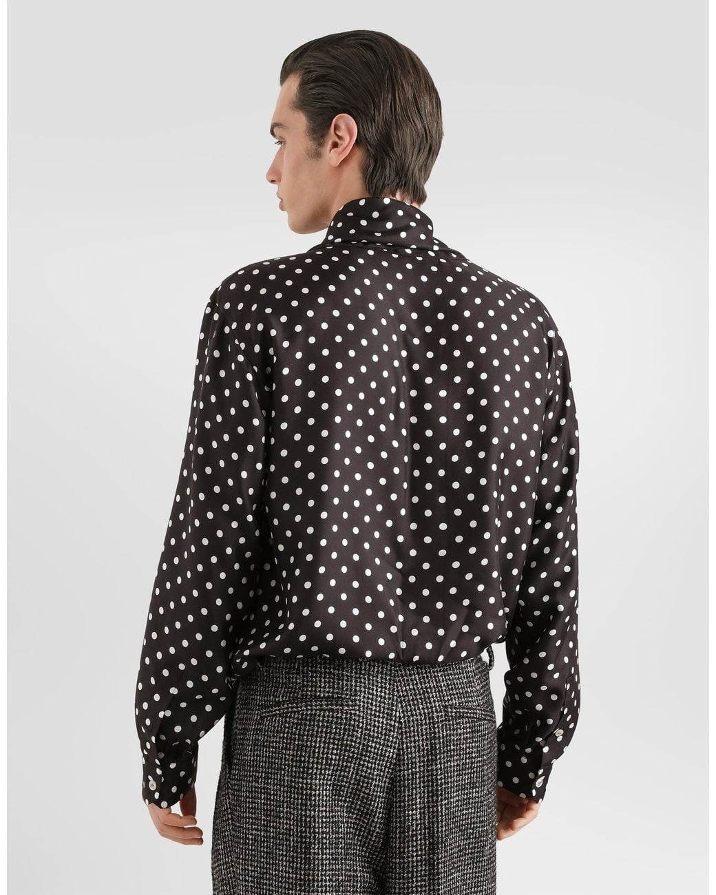 Dolce & Gabbana Black Polka Dot-Print Silk Twill Martini Shirt for men