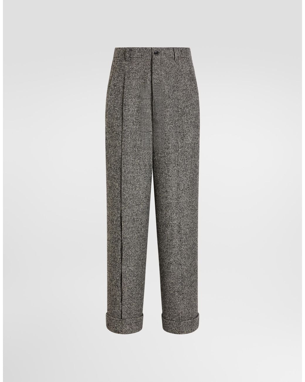 Dolce & Gabbana Gray Birdseye Wool Blend Trousers for men