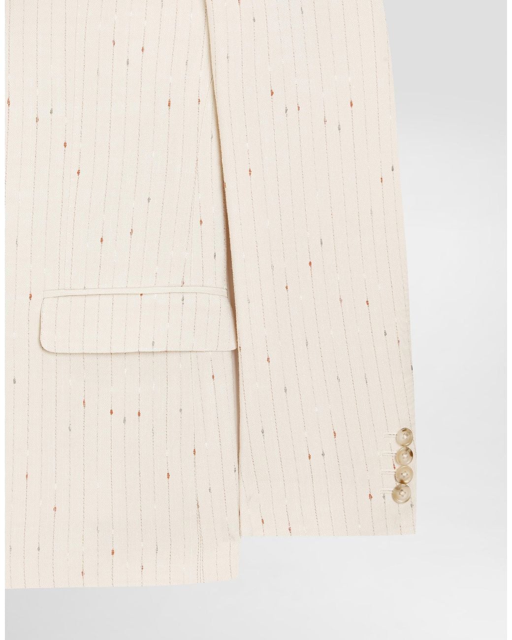 Dolce & Gabbana Natural Single Breasted Pinstriped Finish Jacket for men