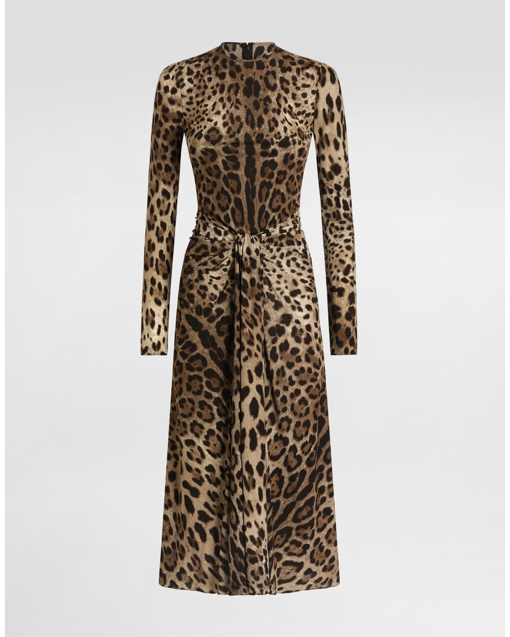 Dolce & Gabbana Natural Leo- Viscose Jersey Dress