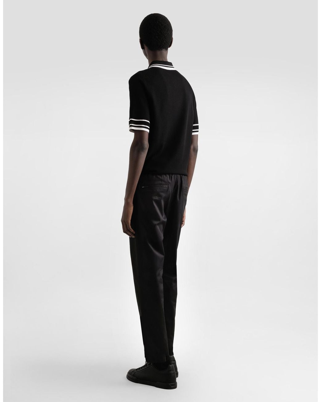 Dolce & Gabbana Black Silk-Blend Polo Shirt for men