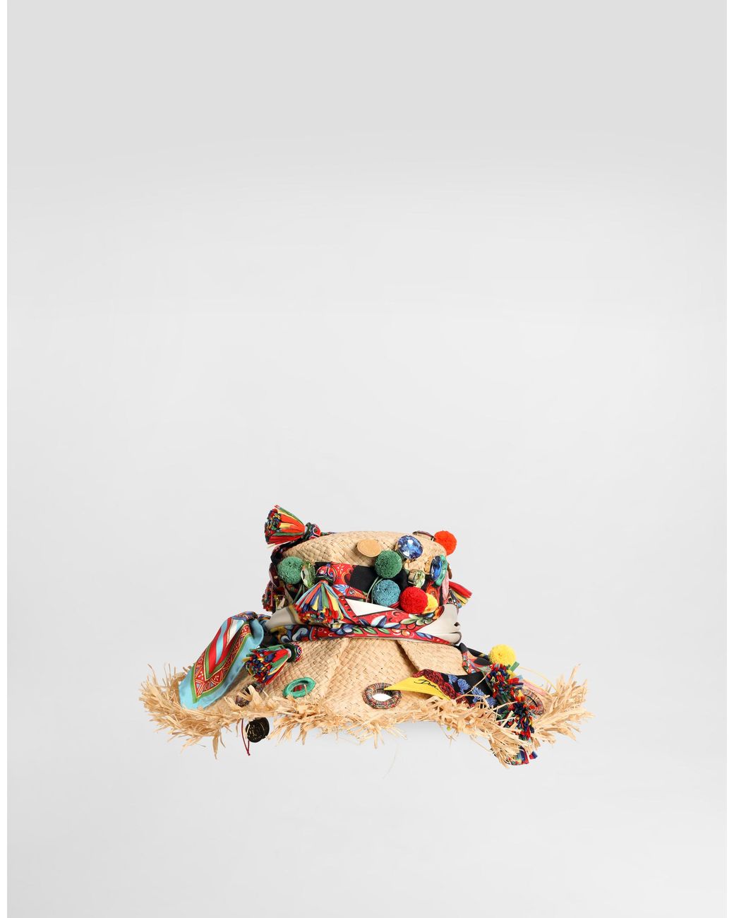 Dolce & Gabbana Multicolor Raffia Hat With Applications