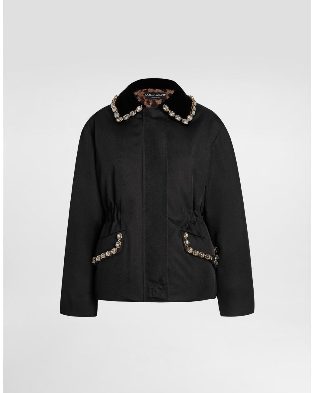 Dolce & Gabbana Black Nylon Jacket With Embossed Logo