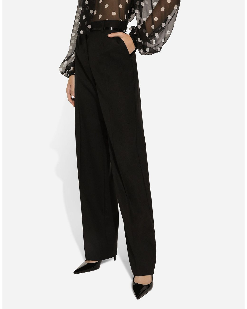 Dolce & Gabbana Black Flared Wool Pants