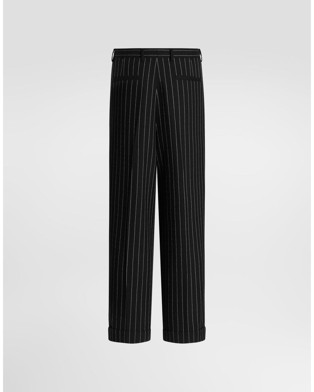 Dolce & Gabbana Black Pinstripe Virgin Wool Trousers for men