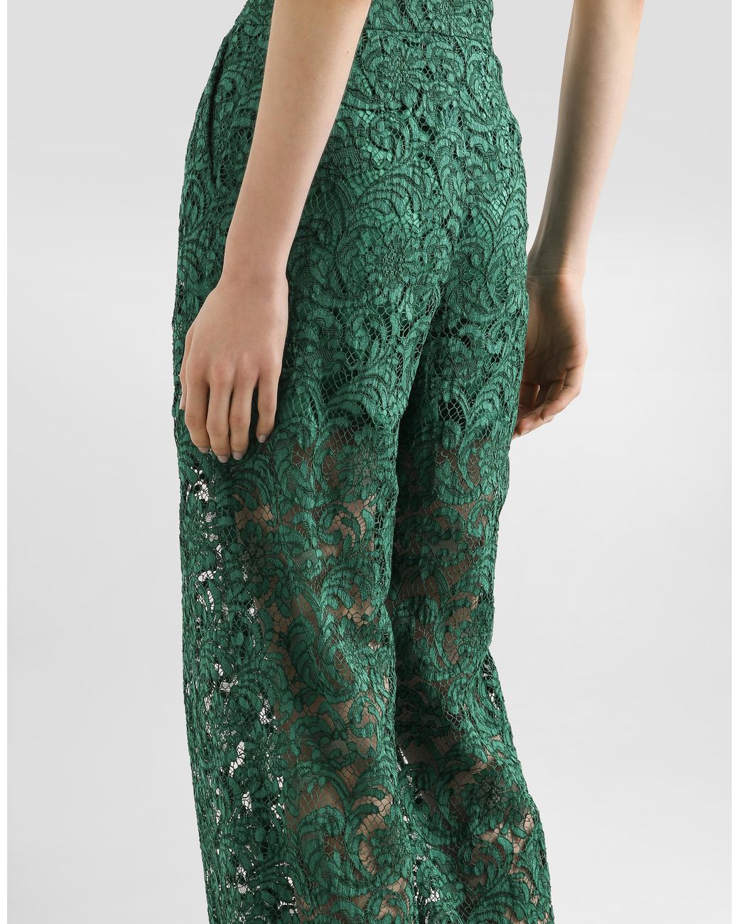 Dolce & Gabbana Green Cordonetto Lace Trousers