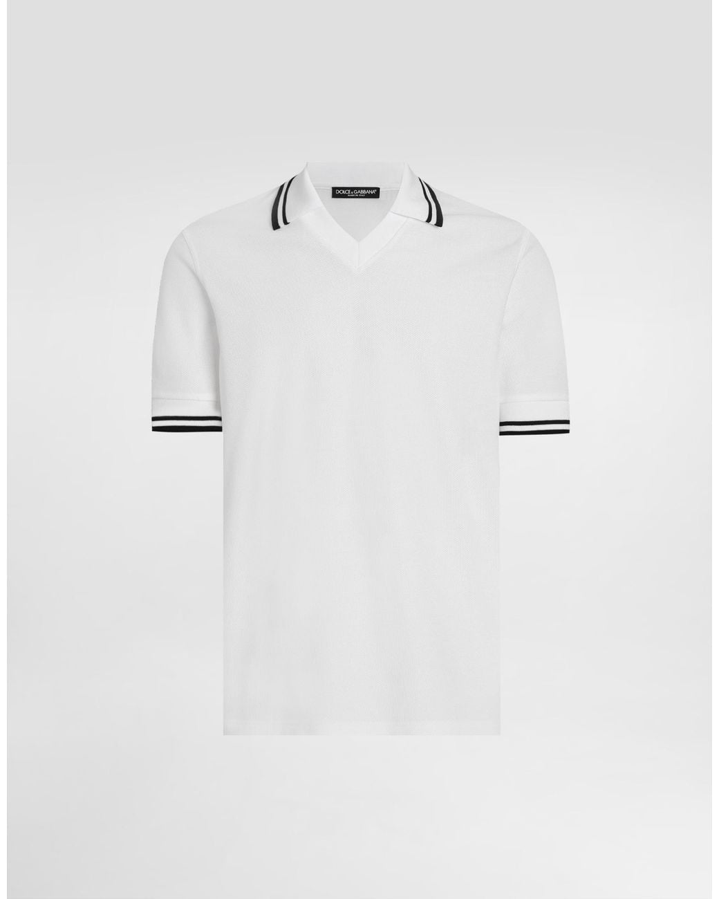 Dolce & Gabbana White Piqué Polo Shirt for men