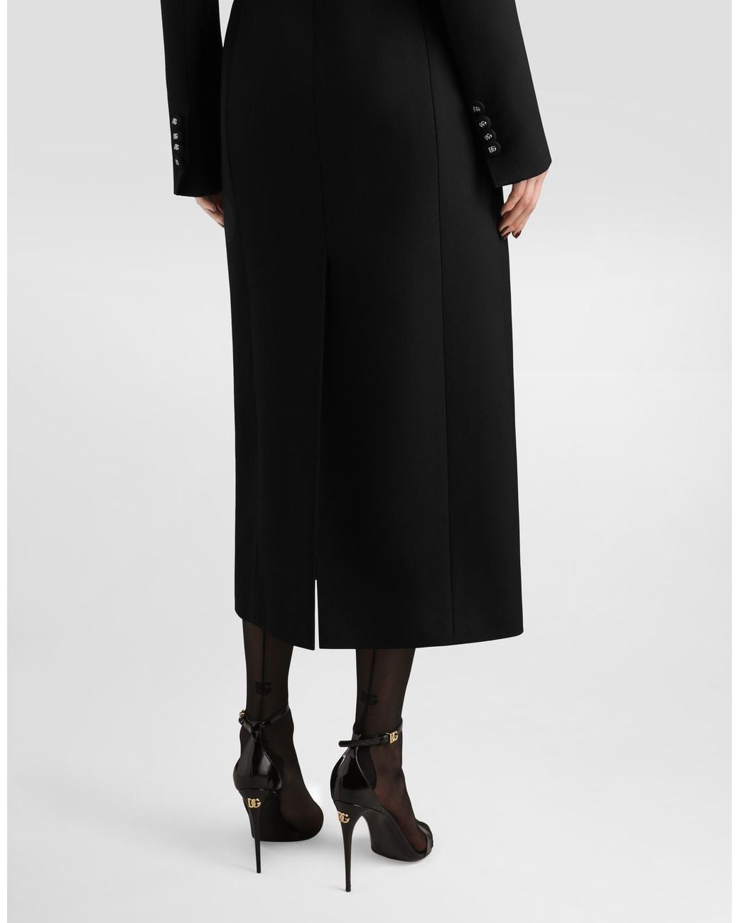 Dolce & Gabbana Black Dolce Double-Breasted Coat