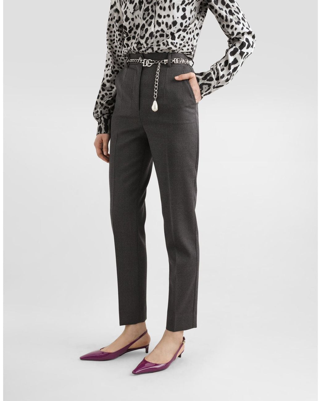 Dolce & Gabbana Gray Virgin Wool Tailored Trousers