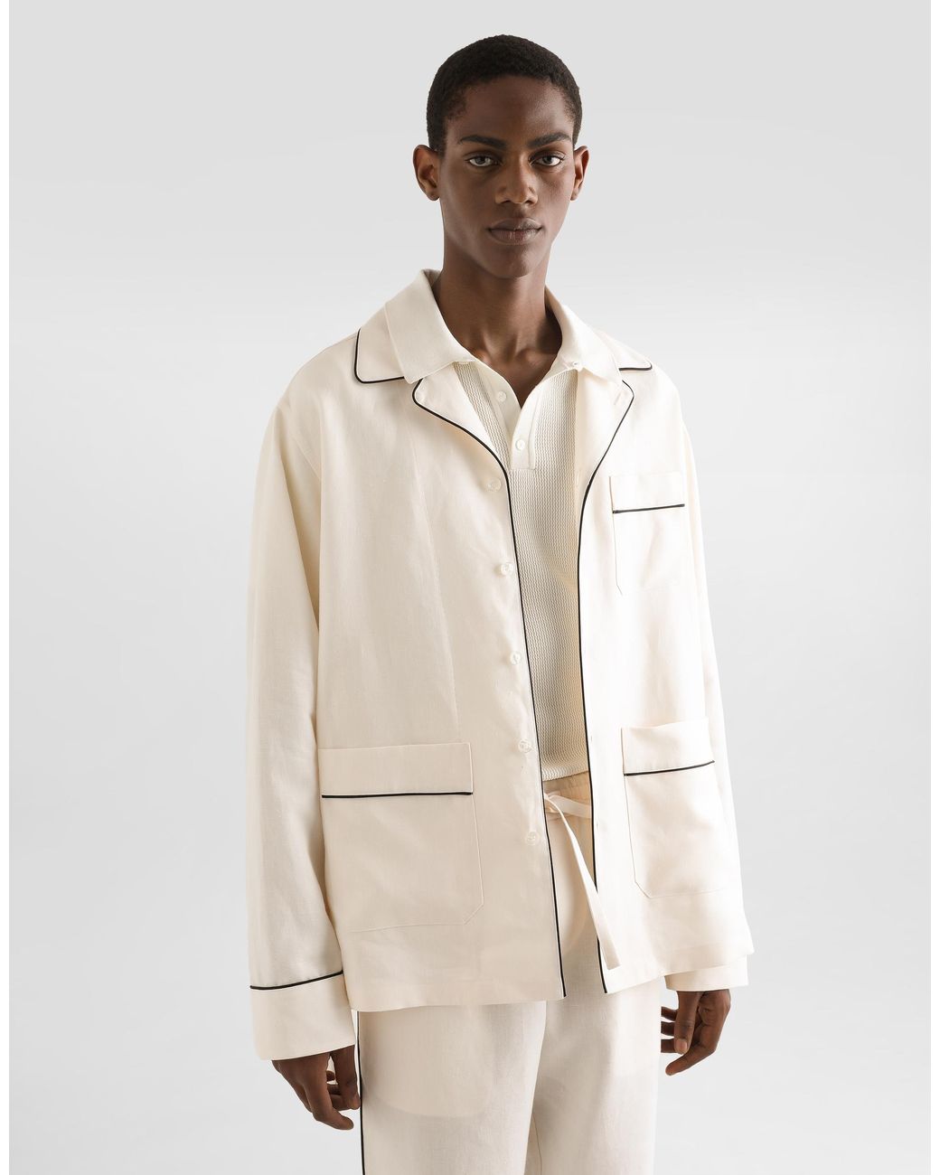 Dolce & Gabbana Pyjamajacke Aus Leinenstoff in Natural für Herren