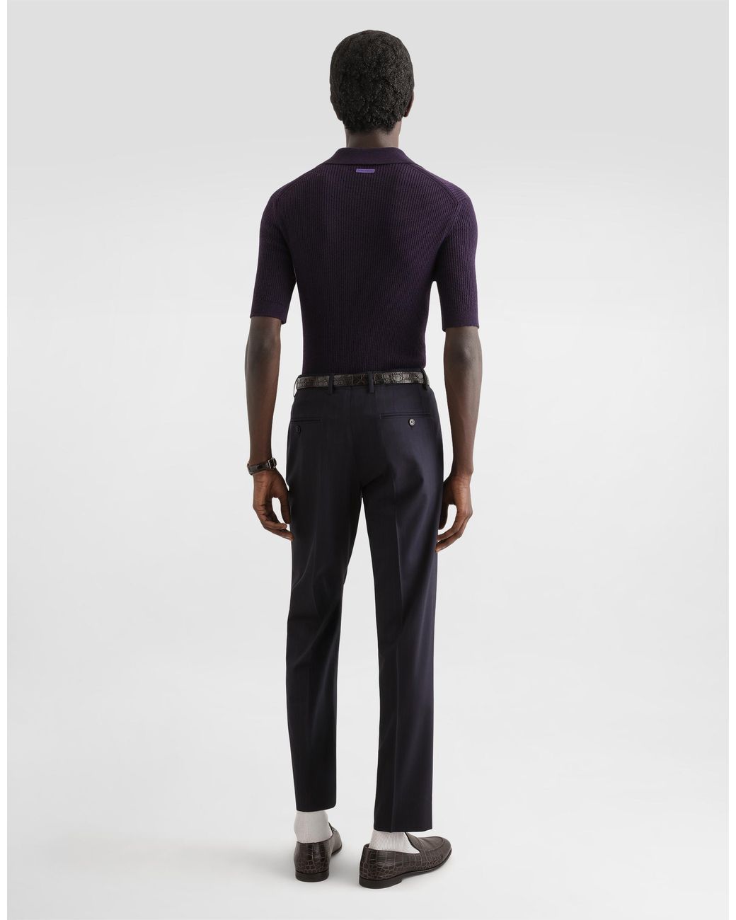 Dolce & Gabbana Blue Rib Knit Polo Shirt for men