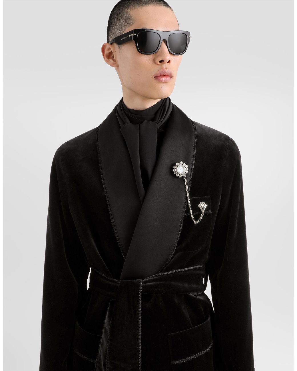 Dolce & Gabbana Black Velvet Sicilia Light Jacket for men