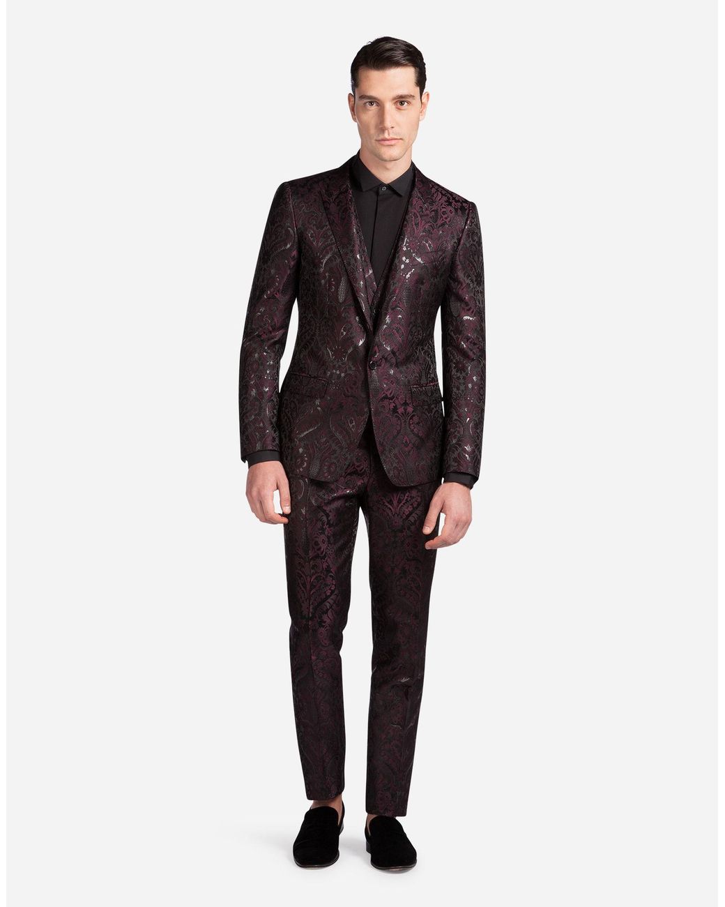 Dolce & Gabbana Threepiece Jacquard Suit in Purple for Men Lyst