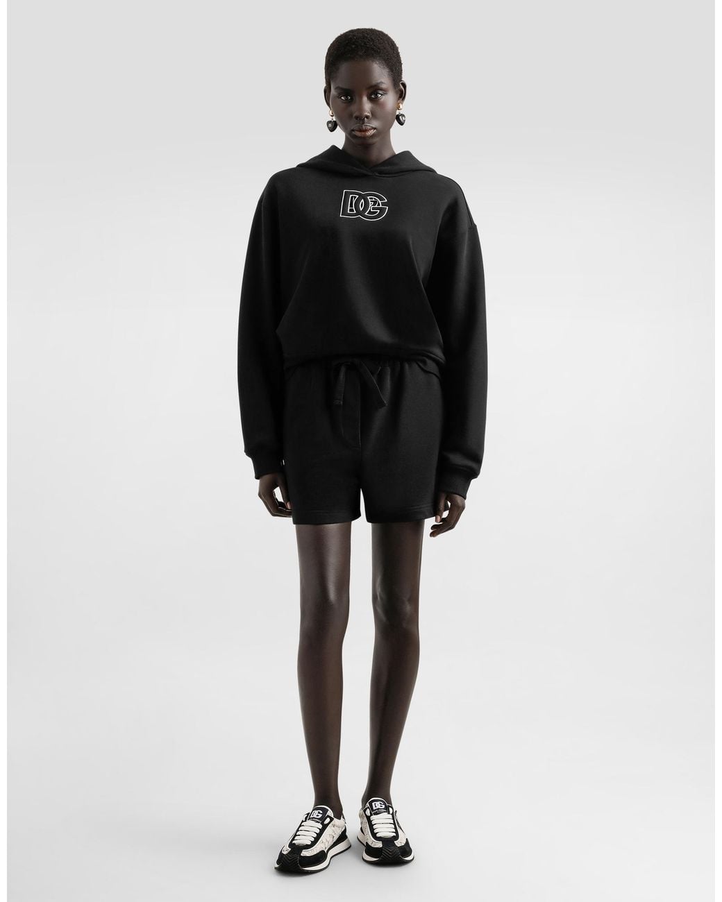 Dolce & Gabbana Black Cotton Sweatshirt With Dg Embroidery