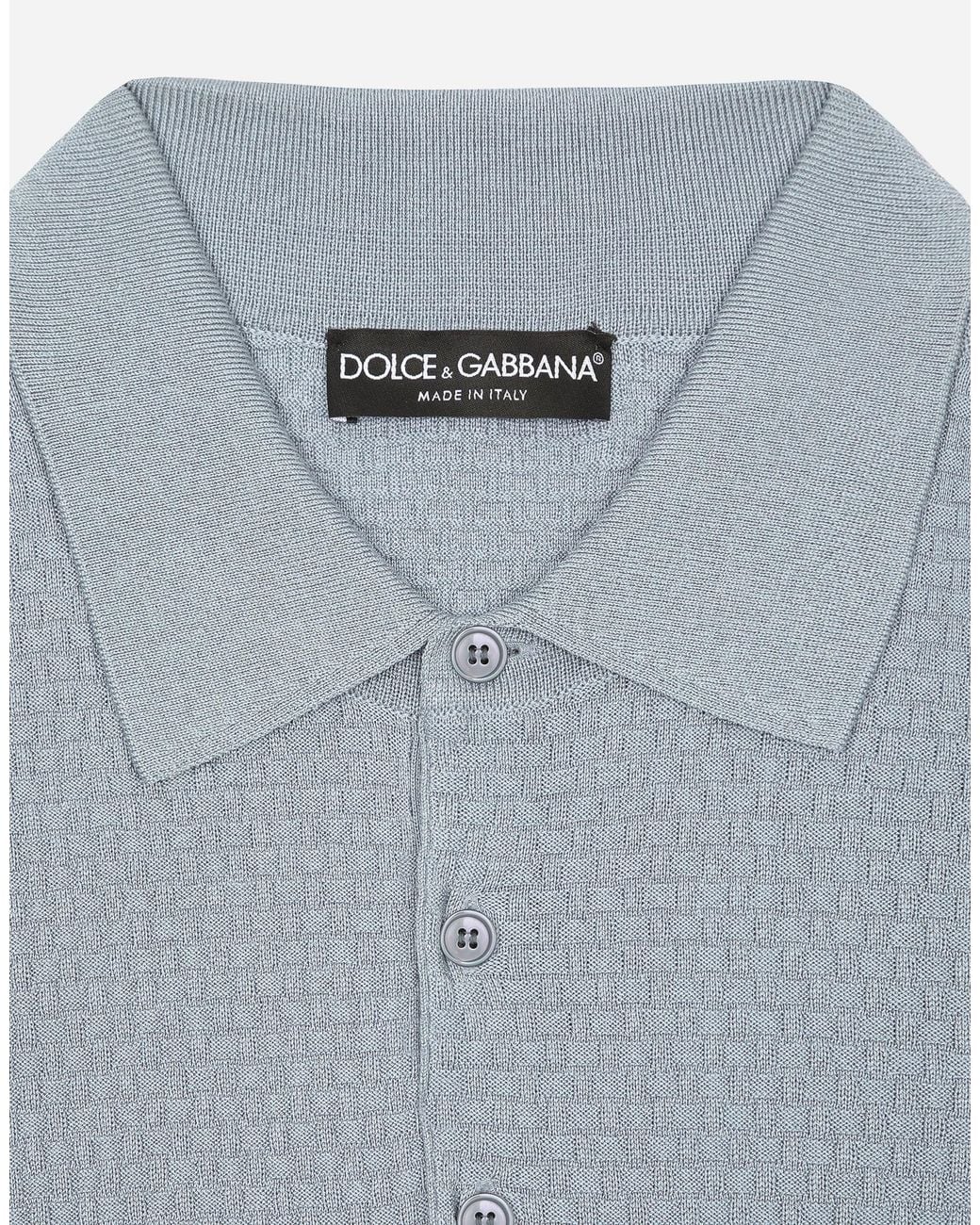 Dolce & Gabbana Blue Stretch Cotton Polo-Shirt With Dg Hardware for men
