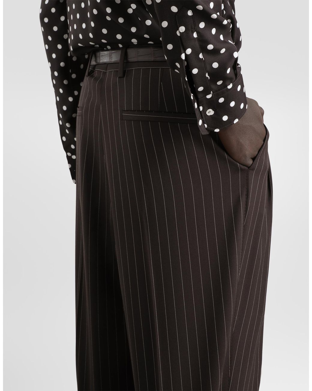 Dolce & Gabbana Multicolor Pinstripe Wool Trousers for men