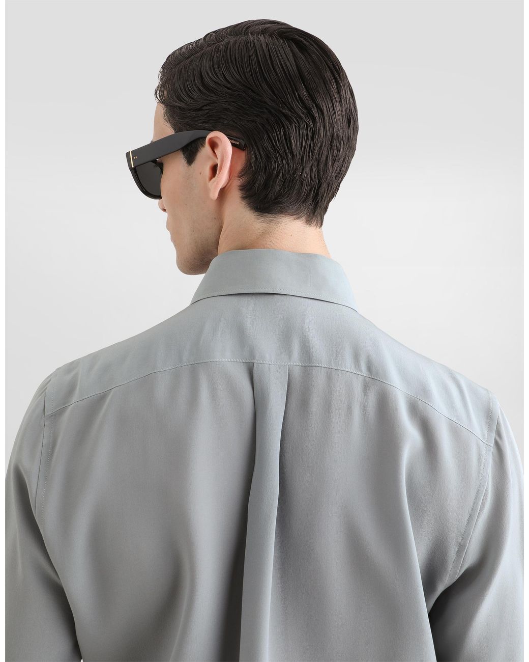 Dolce & Gabbana Gray Crêpe De Chine Shirt for men