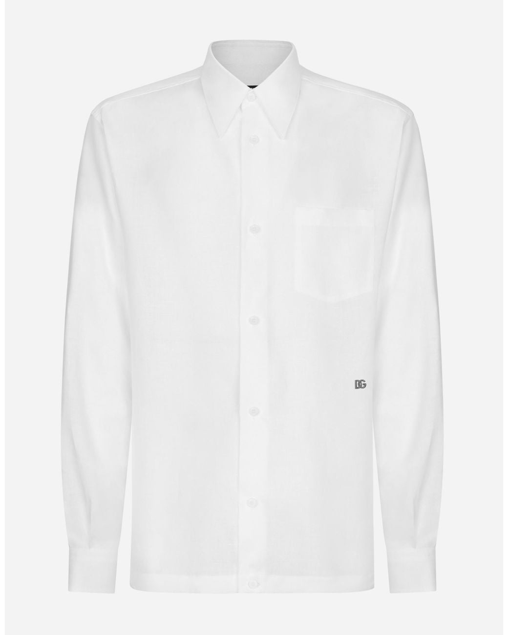 Dolce & Gabbana White Linen Hawaiian Shirt With Dg Hardware for men