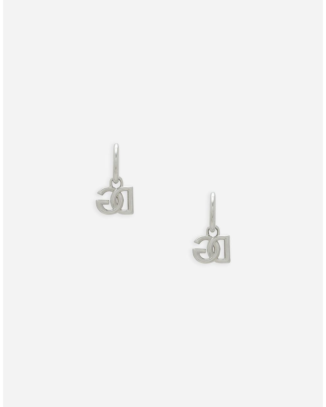 Dolce & Gabbana Metallic Creole Earrings With Dg Logo Pendant