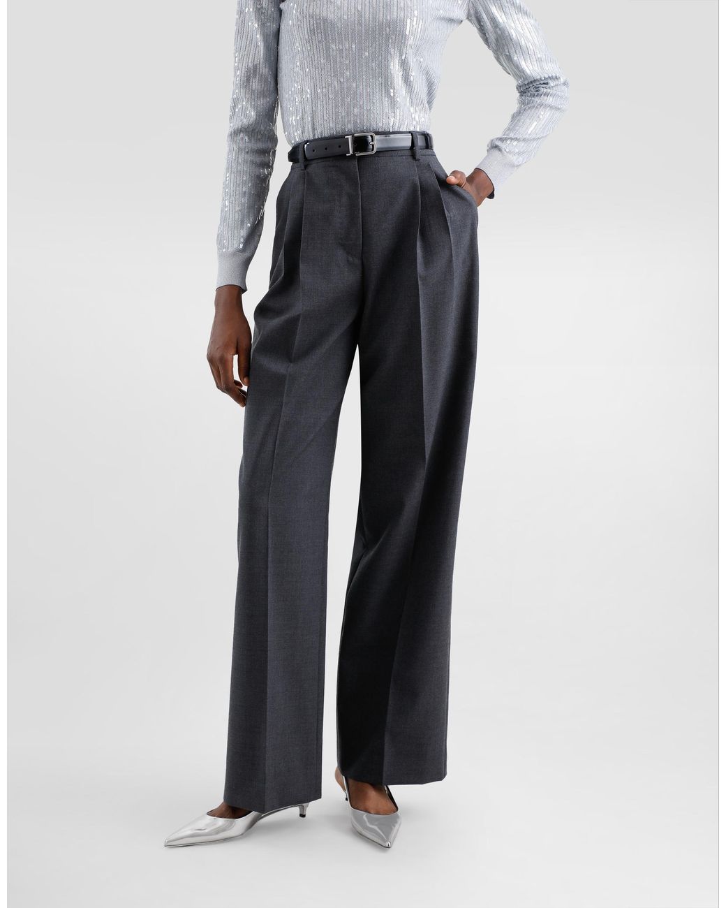 Dolce & Gabbana Blue Wool Fabric Pants