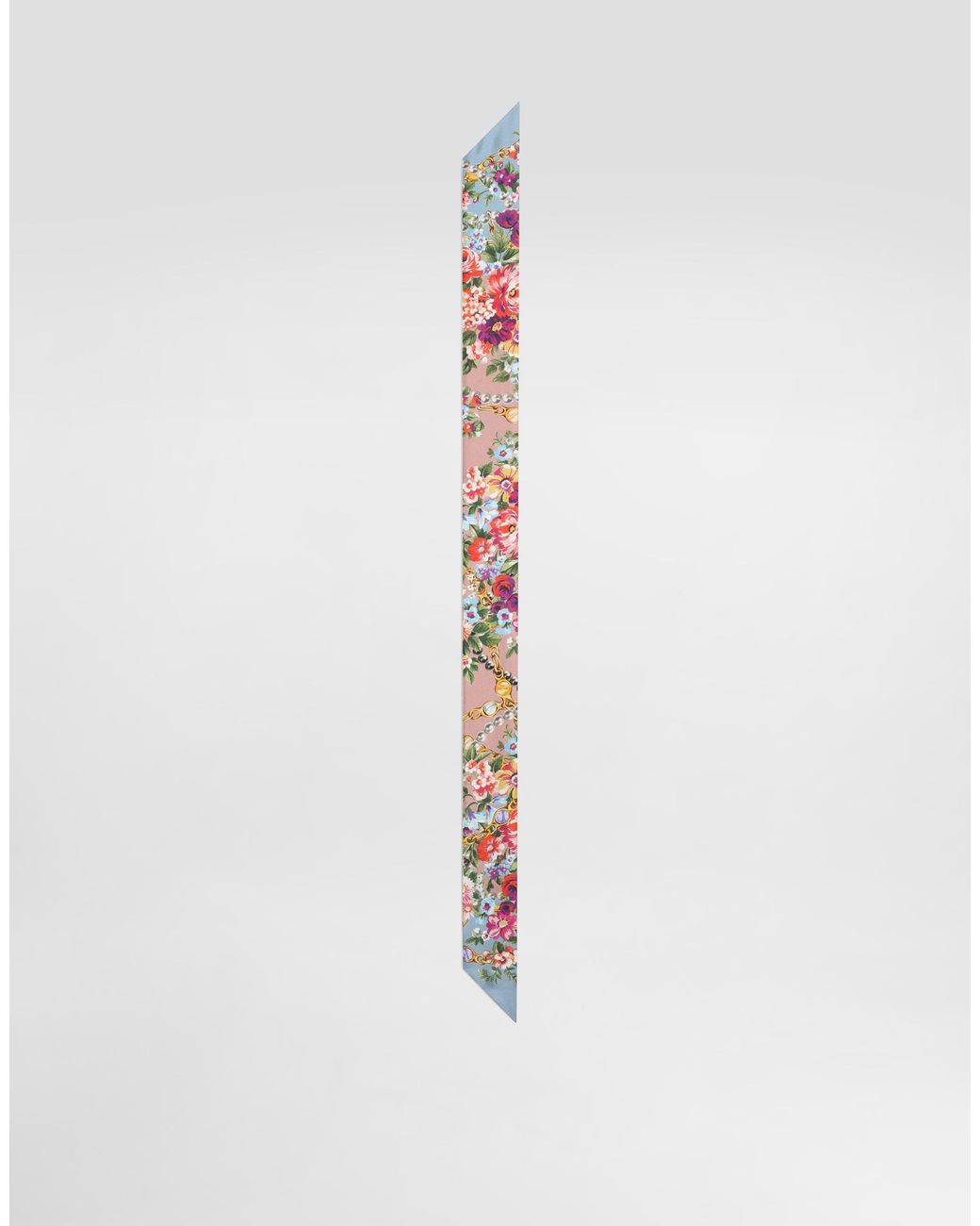 Dolce & Gabbana White Small Flower Bouquets-Print Silk Twill Bandeau 6X100