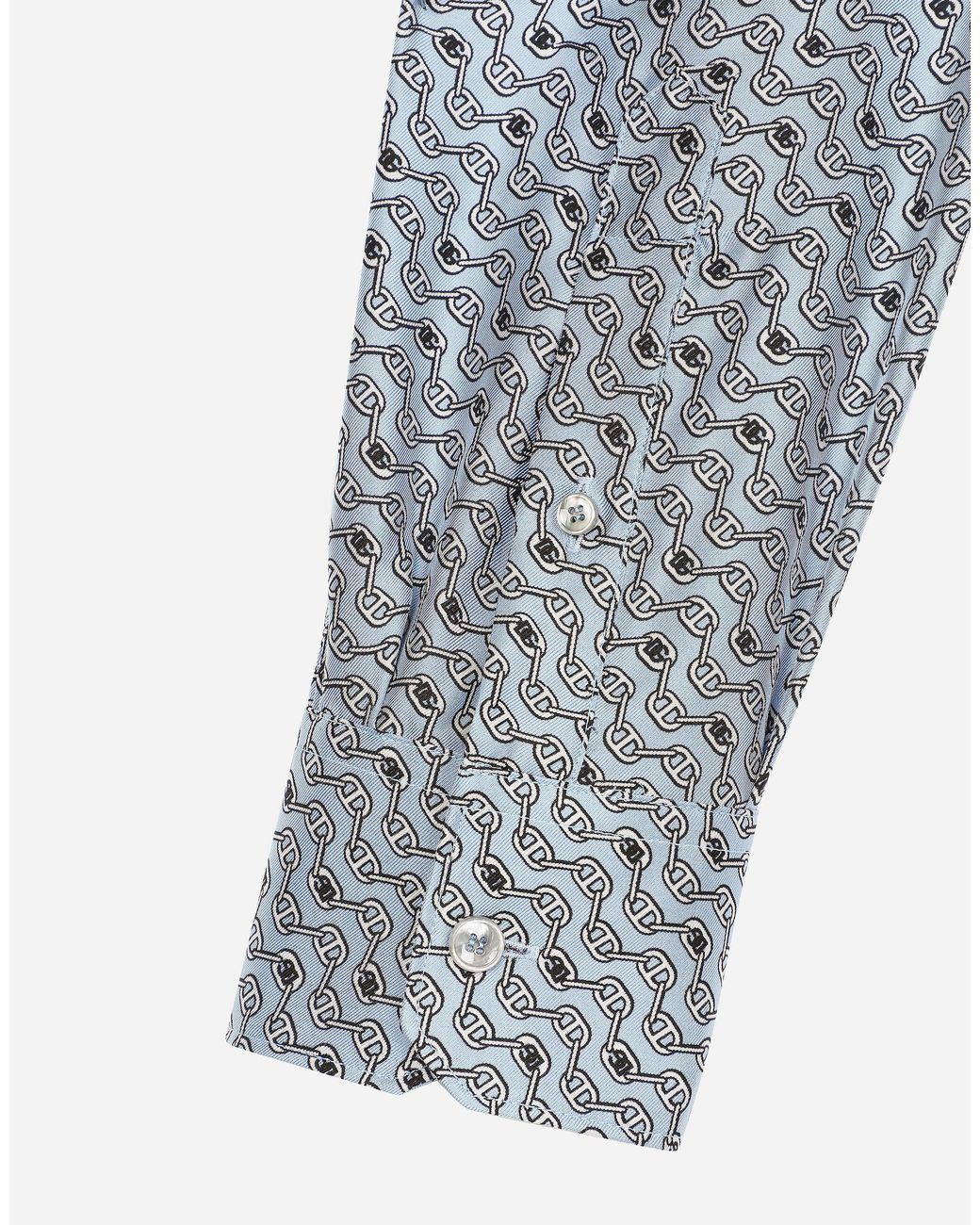 Dolce & Gabbana Blue Silk Martini-Fit Shirt With Tie Print for men