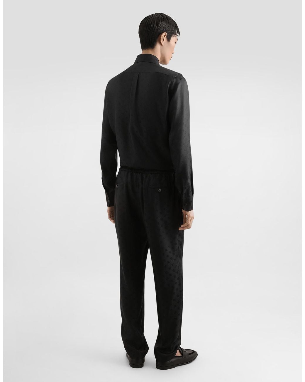 Dolce & Gabbana Black Dg Logo Martini Jacquard Shirt for men
