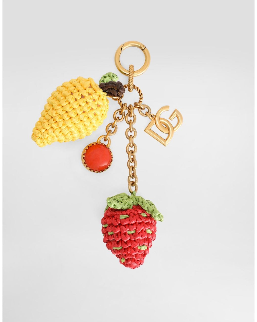 Dolce & Gabbana White Metal And Rafia Keychain
