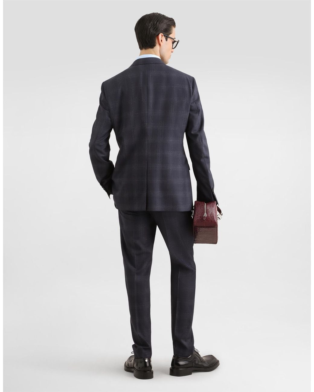 Dolce & Gabbana Blue Single-Breasted Martini Light Checked Wool Suit for men