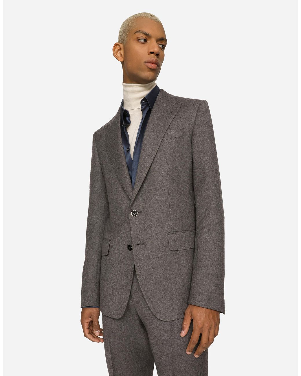 Dolce & Gabbana Gray Single-Breasted Stretch Flannel Sicilia-Fit Jacket for men