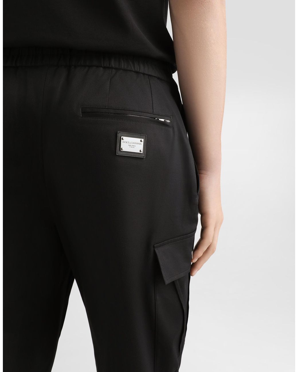 Dolce & Gabbana Cotton Cargo Pants With Branded Tag in Black für Herren