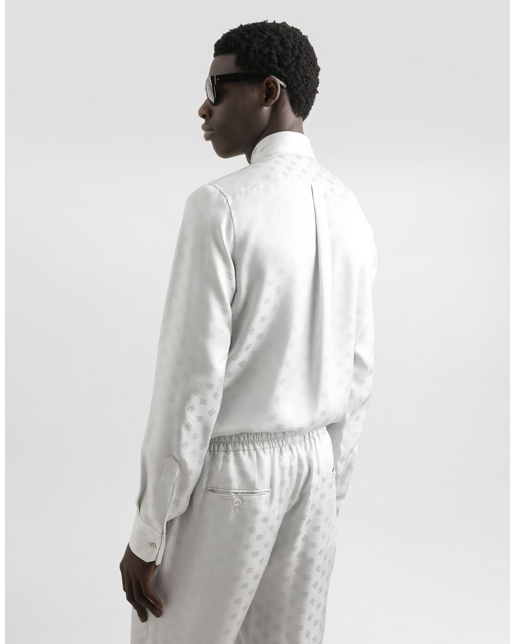 Dolce & Gabbana White Dg Logo Martini Shirt for men