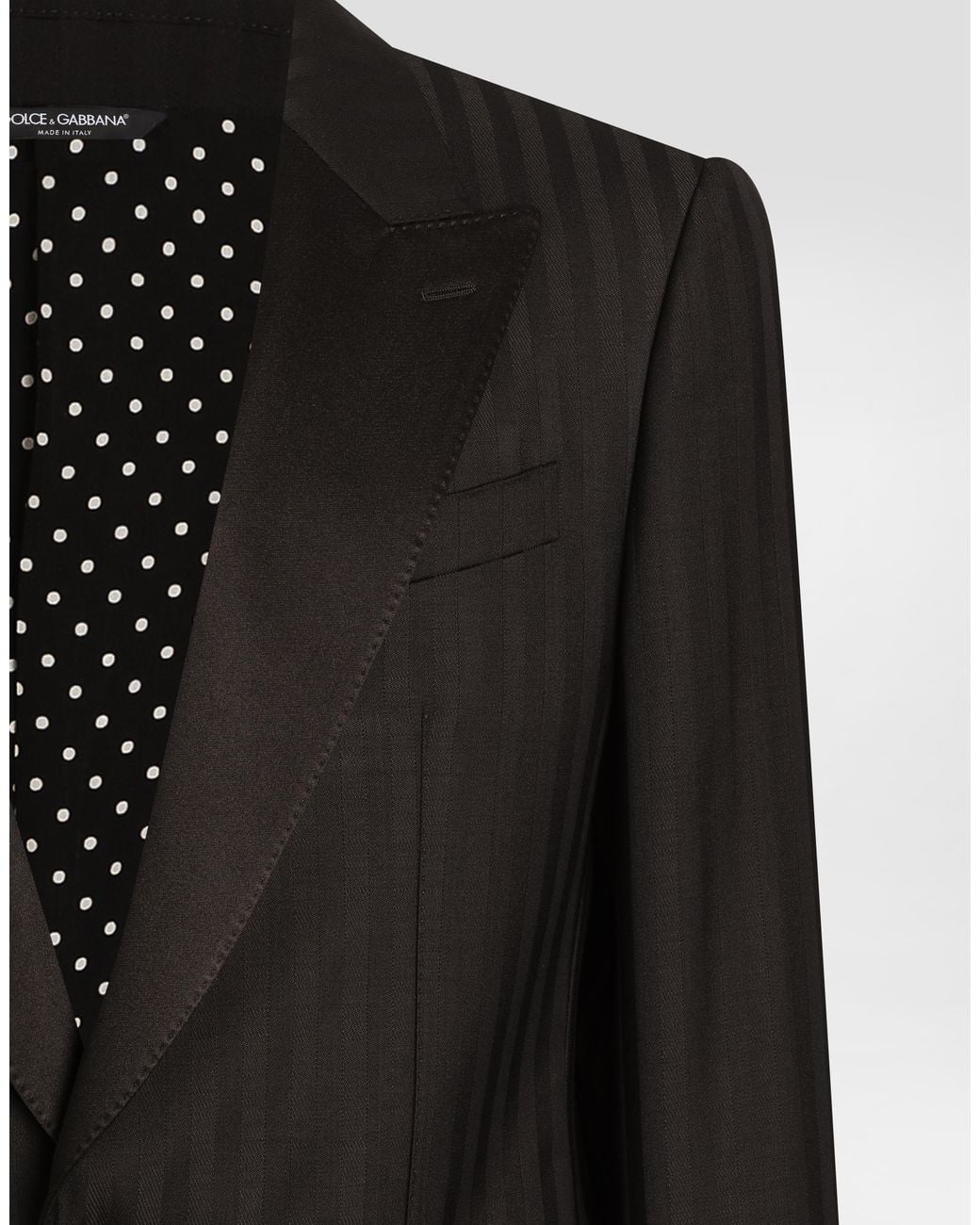 Dolce & Gabbana Black Pekin Wool Jacquard Single-Breasted Sicilia Light Jacket for men