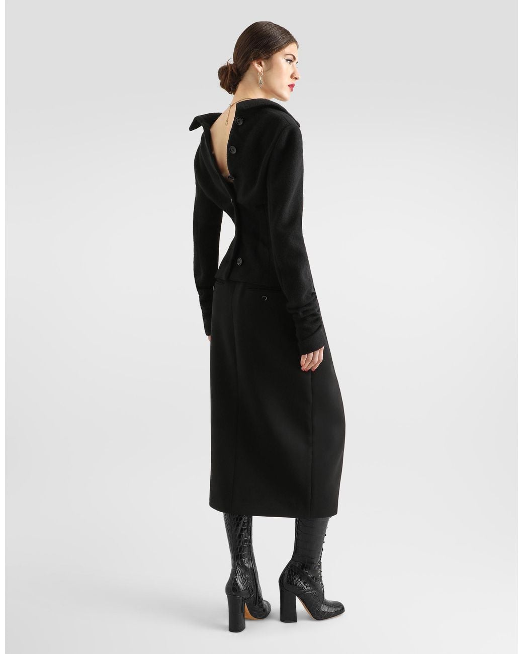 Dolce & Gabbana Black Double Wool Crêpe Skirt