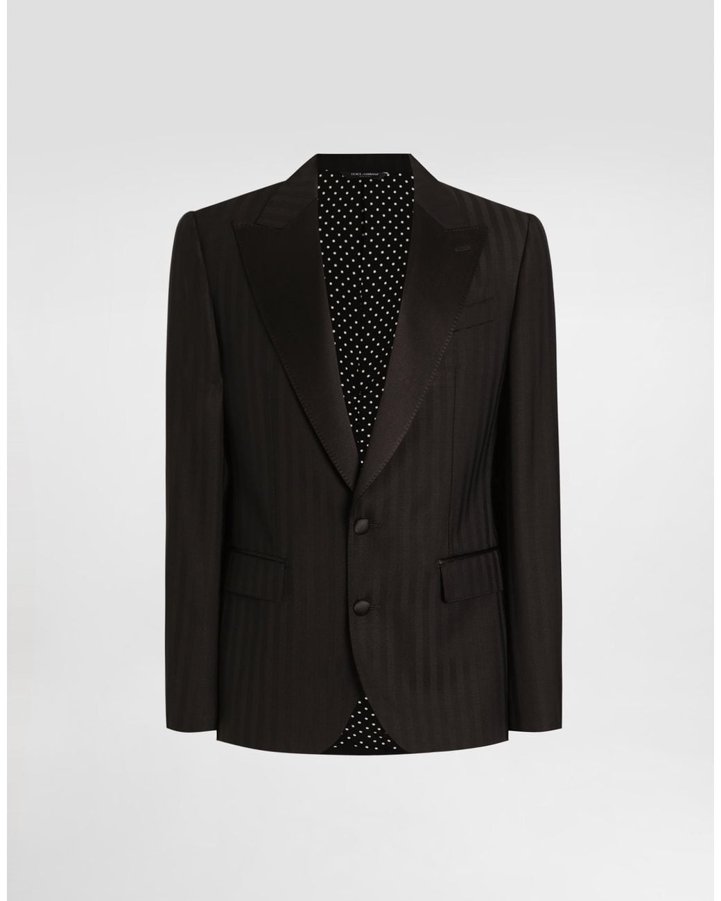 Dolce & Gabbana Black Pekin Wool Jacquard Single-Breasted Sicilia Light Jacket for men