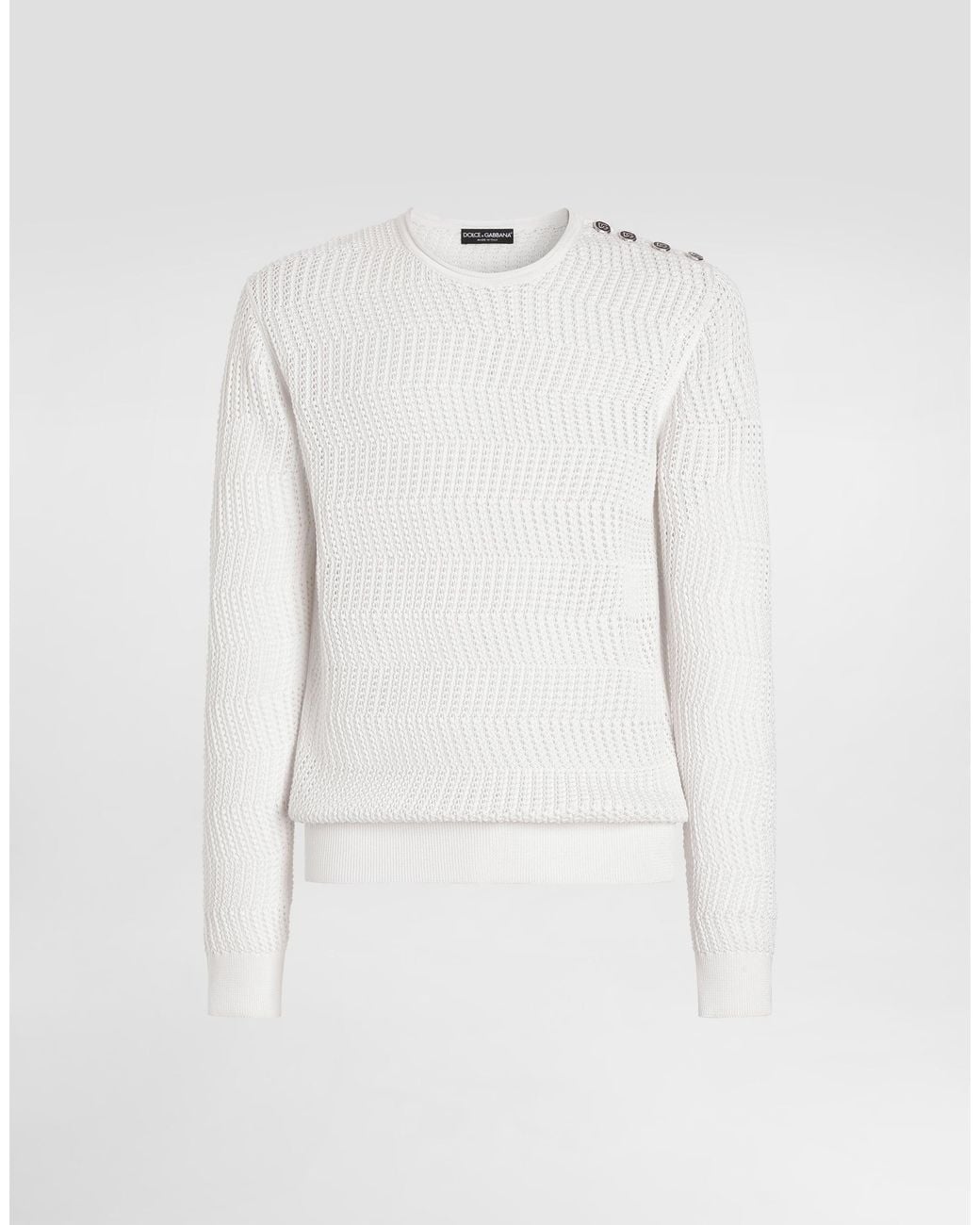 Dolce & Gabbana White Girocollo Con Botton for men