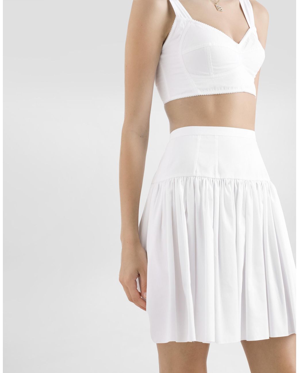 Dolce & Gabbana White Short Cotton Circle Skirt