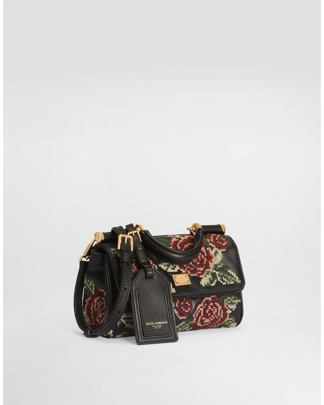 Dolce & Gabbana White Mini My Sicily Handbag With Fine Stitch Embroidery