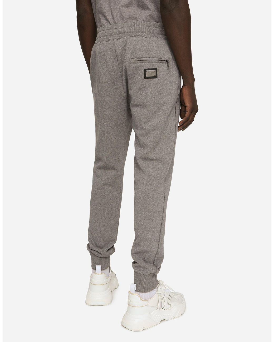 Dolce & Gabbana Gray Jersey Jogging Pants With Branded Tag for men