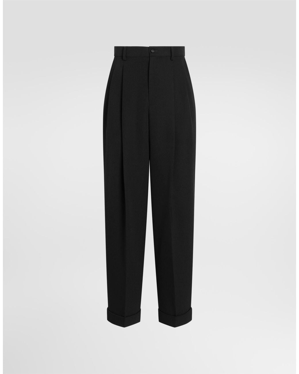 Dolce & Gabbana Black Wool Gabardine Trousers for men