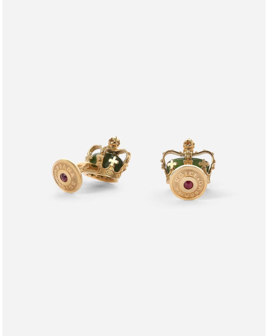 Dolce & Gabbana White Royal Cufflinks 18-Carat, Jade, Rubies, And Sapphires for men