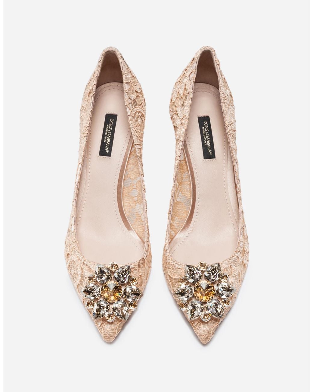 Dolce & Gabbana Natural Lace Pumps With Brooch Detailing